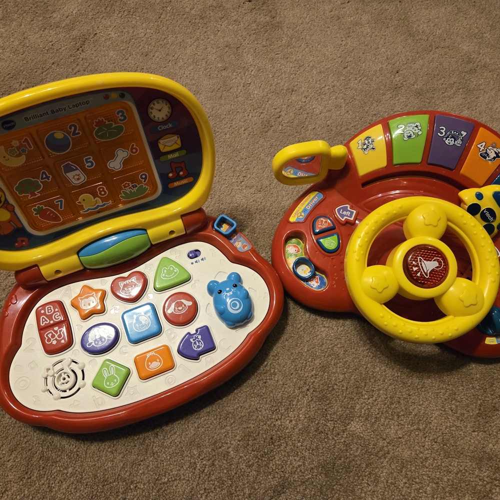 Interactive Learning Laptop and Steering Wheel Toy Set